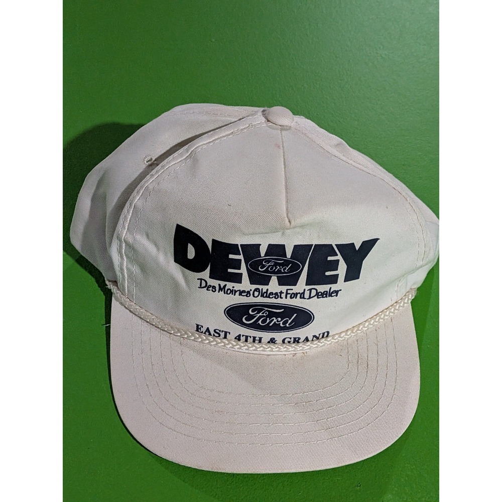 Vintage Dewey Ford Des Moines Auto Dealer Snapback Hat White‎ YoungAn
